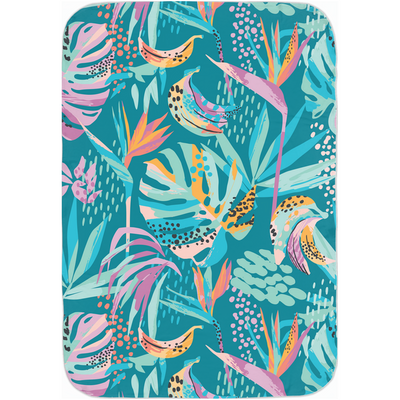 Tropical Bird of Paradise and Bananas Swaddle Blanket