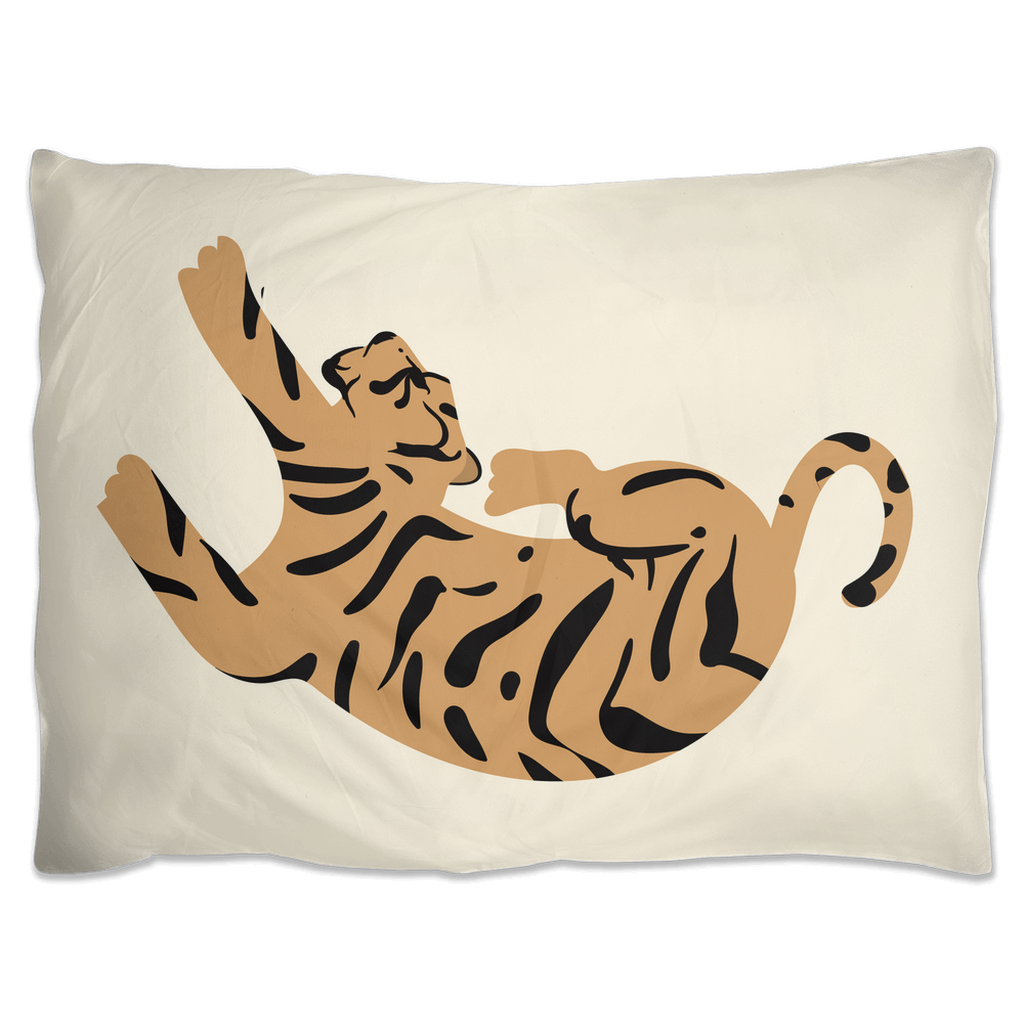 Cream and Camel Color Tiger Pillow Case for Tropical Jungle Theme Nursery