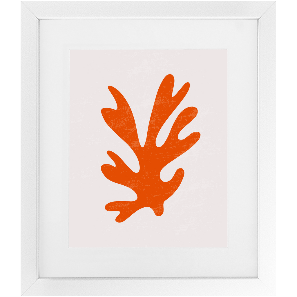 8 inch by 10 inch framed print of loosely drawn ocean coral in the color red.