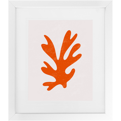 8 inch by 10 inch framed print of loosely drawn ocean coral in the color red.