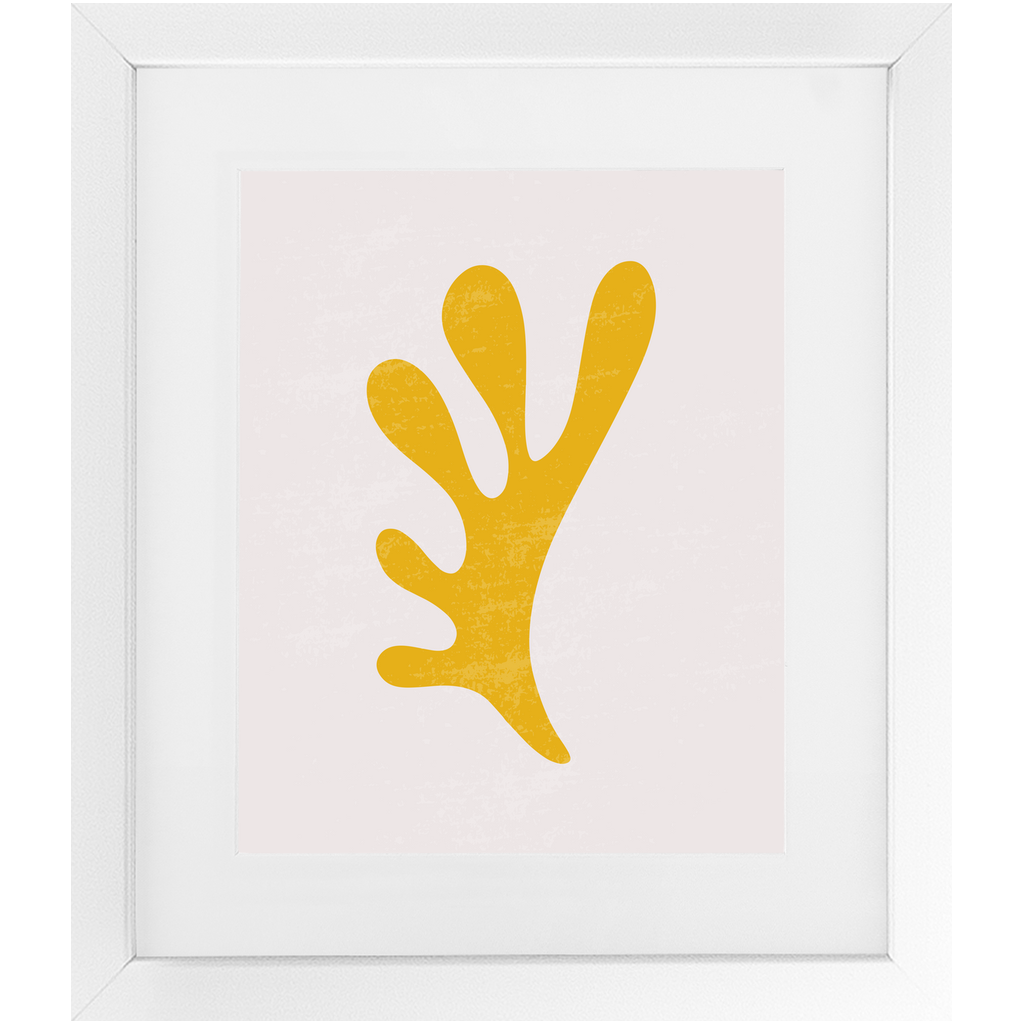 8 inch by 10 inch framed print of loosely drawn ocean coral in the color yellow.