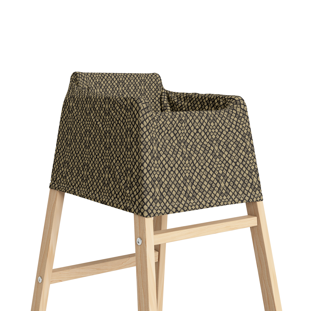 Multi-use nursing and high chair cover in neutral ikat pattern